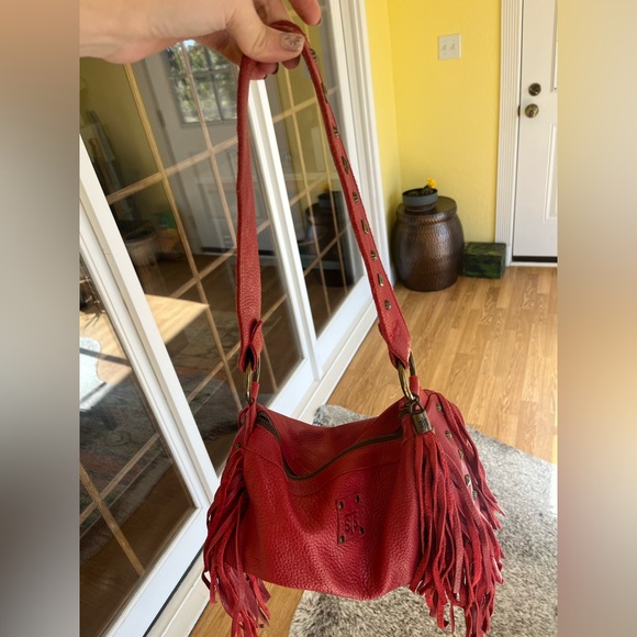 STS Ranchwear Red Fringe Leather Shoulder Bag
